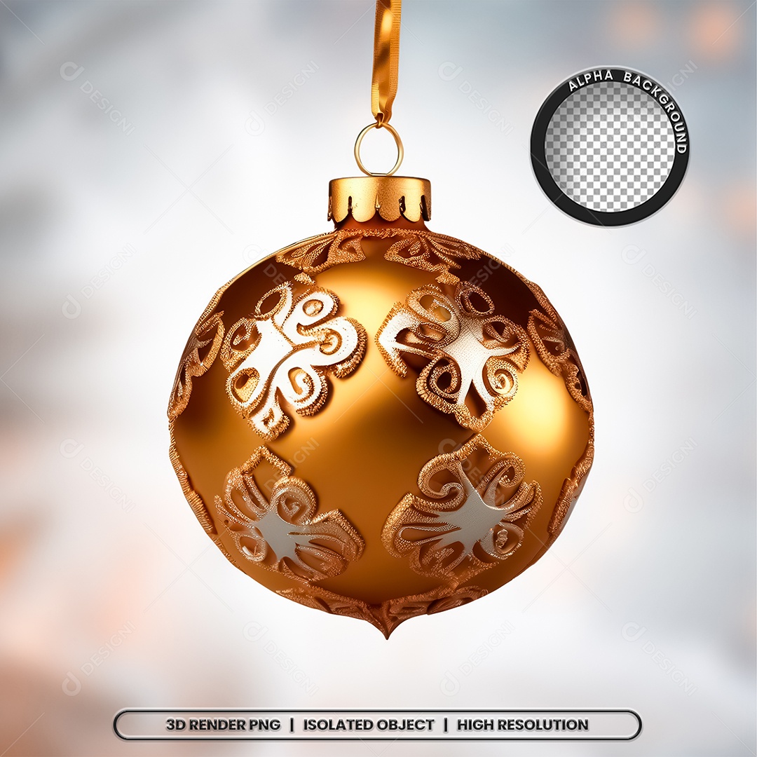 Elemento 3D Bola Dourada Decoração de Natal Composição PSD