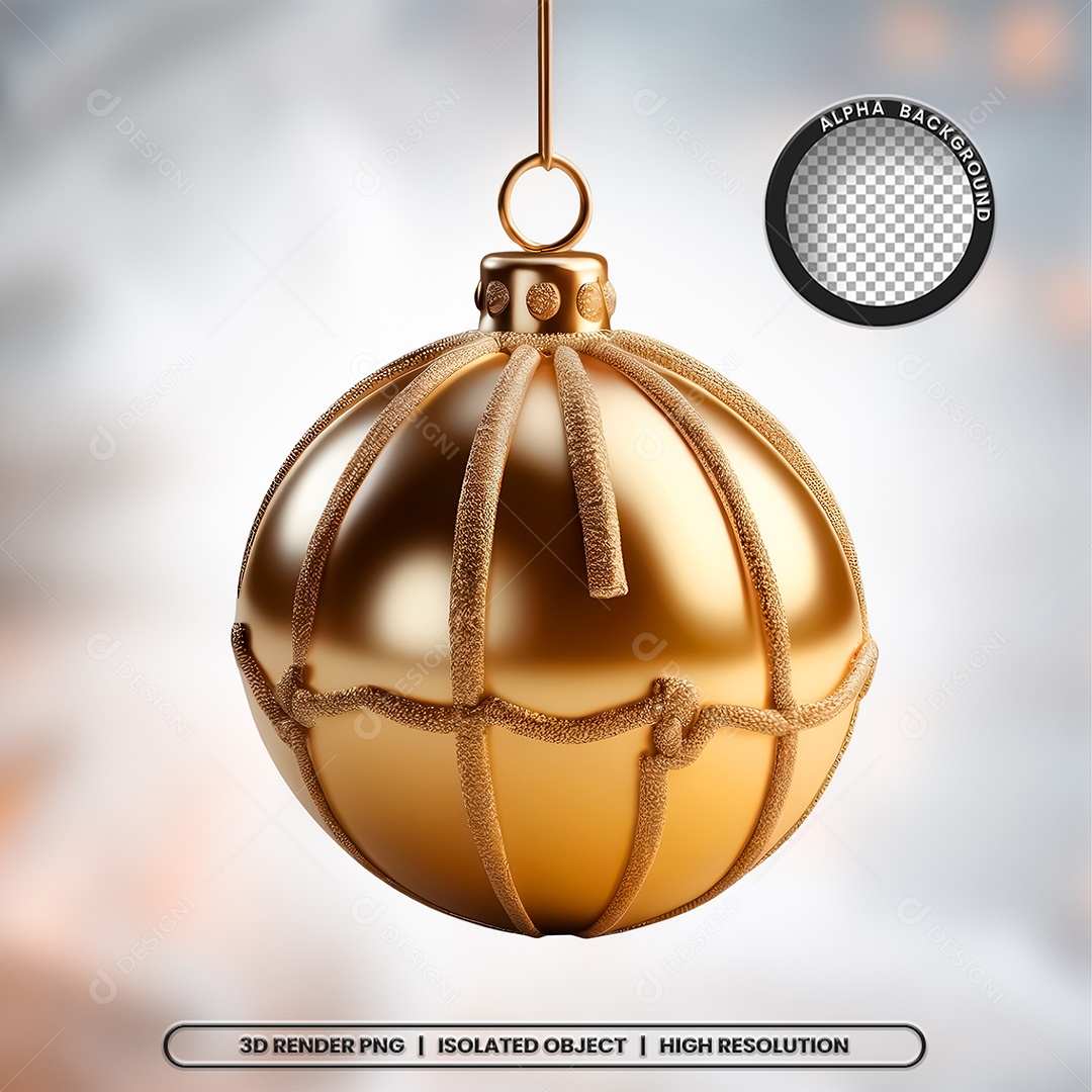 Elemento 3D Bola Dourada Decoração de Natal Composição PSD