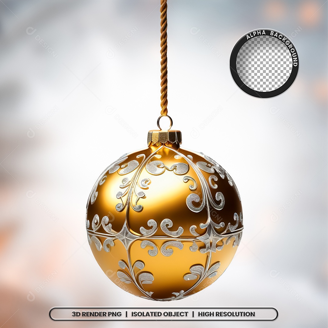3D Element Golden Ball and Silver Christmas Decoration Composition PSD
