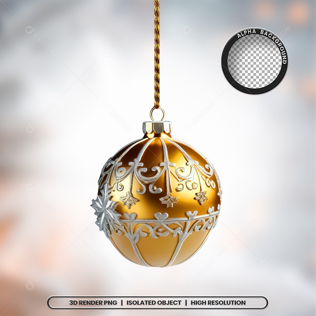 Elemento 3D Bola Dourada Decoração de Natal Composição PSD