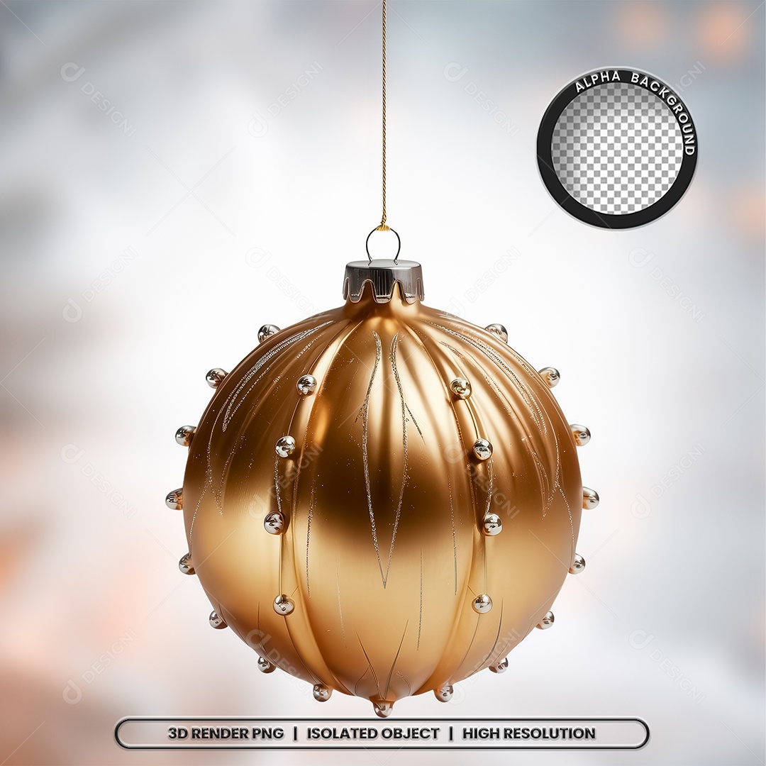 Elemento 3D Bola Dourada Decoração de Natal Composição PSD