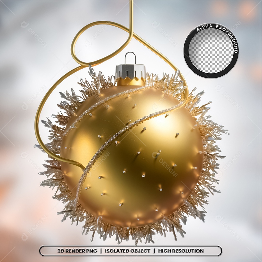 Elemento 3D Bola Dourada Decoração de Natal Composição PSD