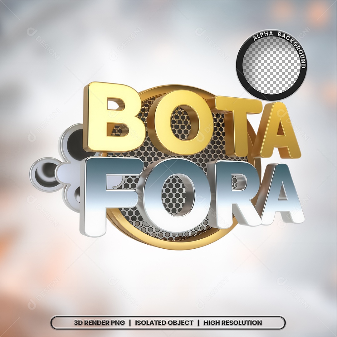 Selo 3D Bota Fora para Composição PSD
