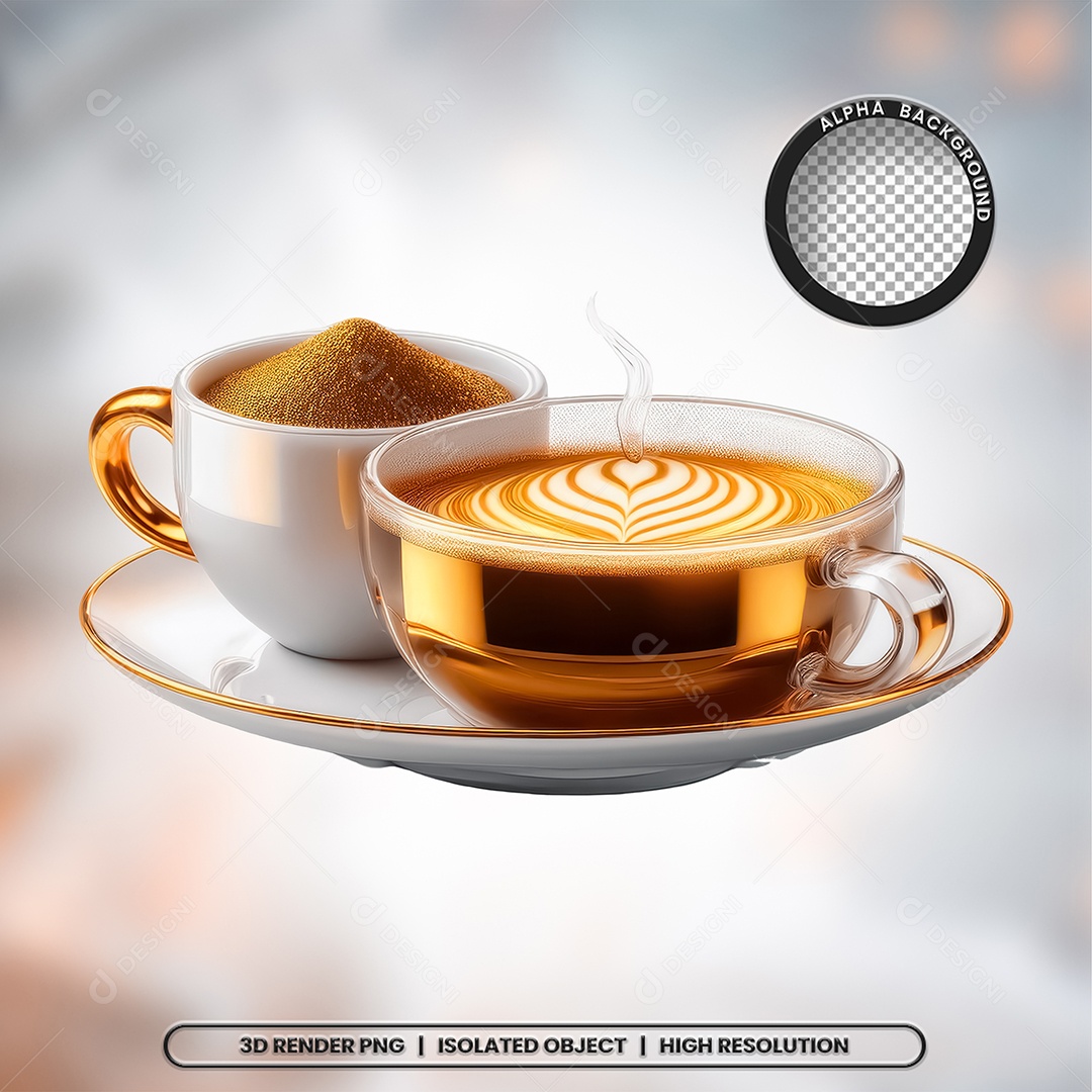 Xicaras de Café Elemento 3D para Composição PSD