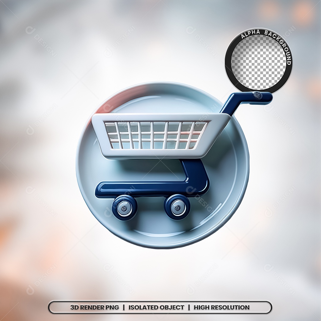 Elemento 3D Carrinho De Compras para Composição PSD