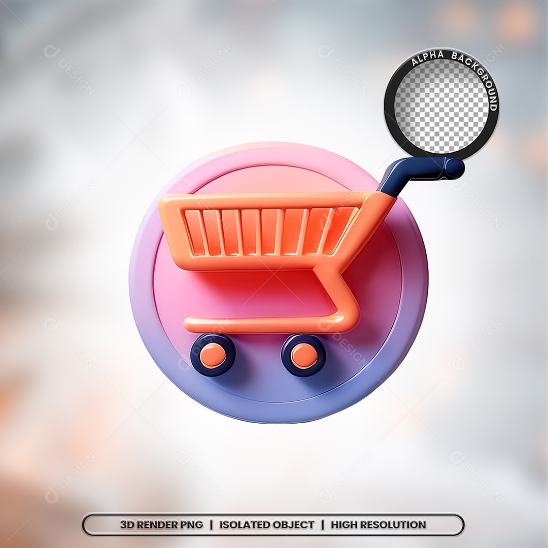 Elemento 3D Carrinho De Compras para Composição PSD