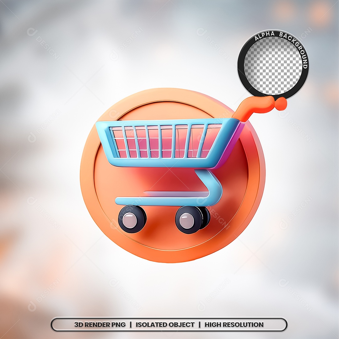 Elemento 3D Carrinho De Compras  para Composição PSD