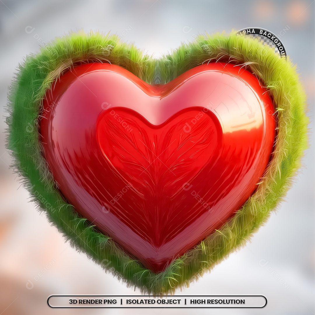 Elemento 3D Coração de Natal para Composição PSD