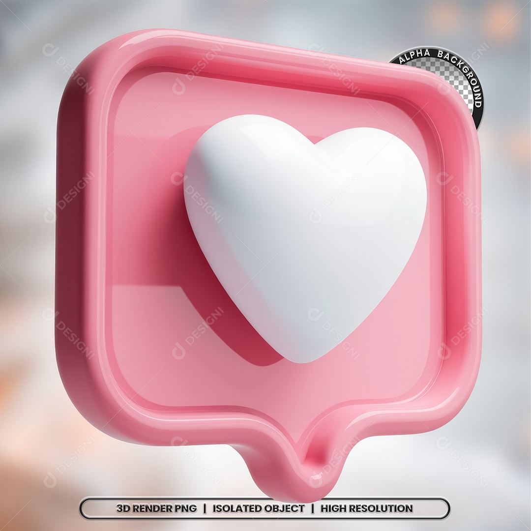 Emoji de Coração Elemento 3D para Composição PSD