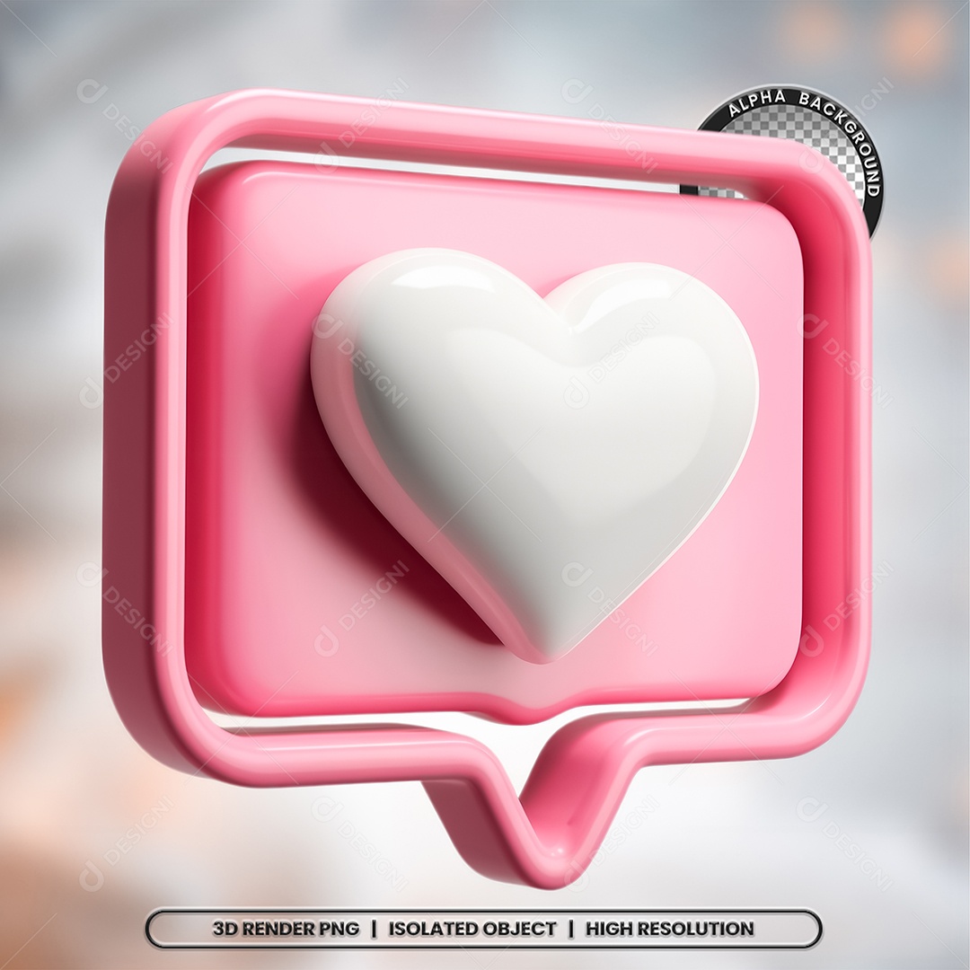 Emoji de Coração Elemento 3D para Composição PSD