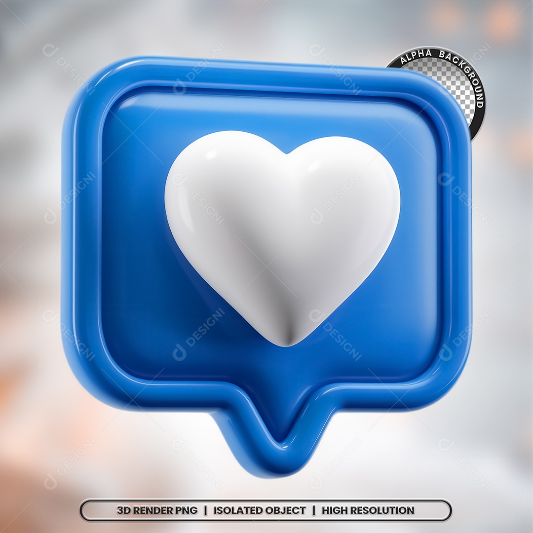 Emoji de Coração Elemento 3D para Composição PSD