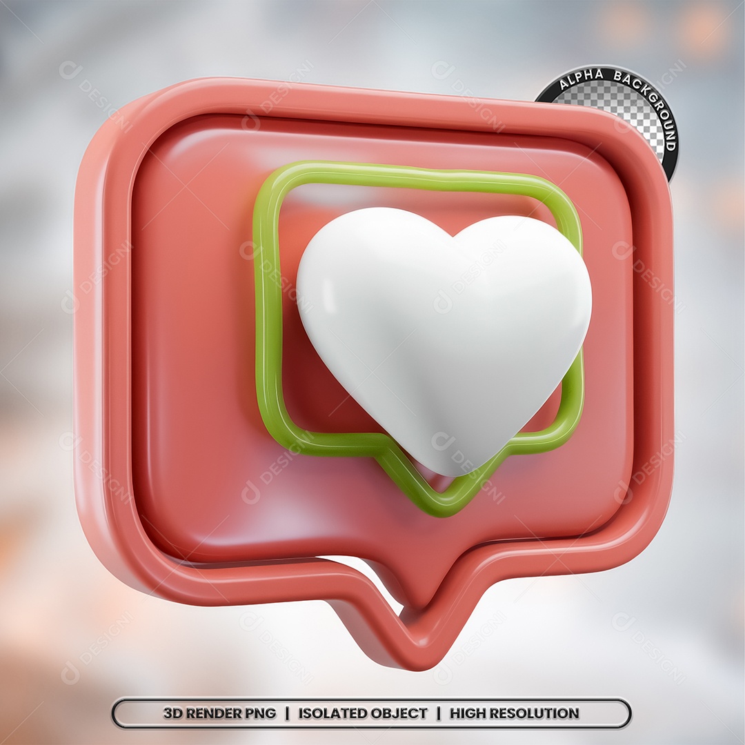 Emoji de Coração Elemento 3D para Composição PSD