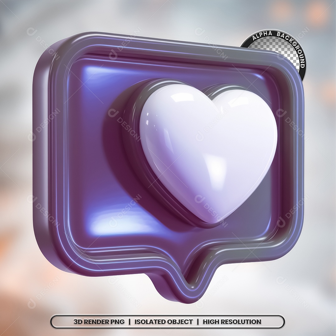 Emoji de Coração Elemento 3D para Composição PSD