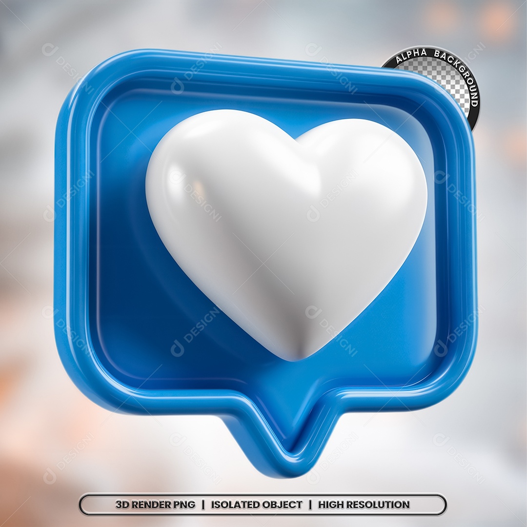 Emoji de Coração Elemento 3D para Composição PSD