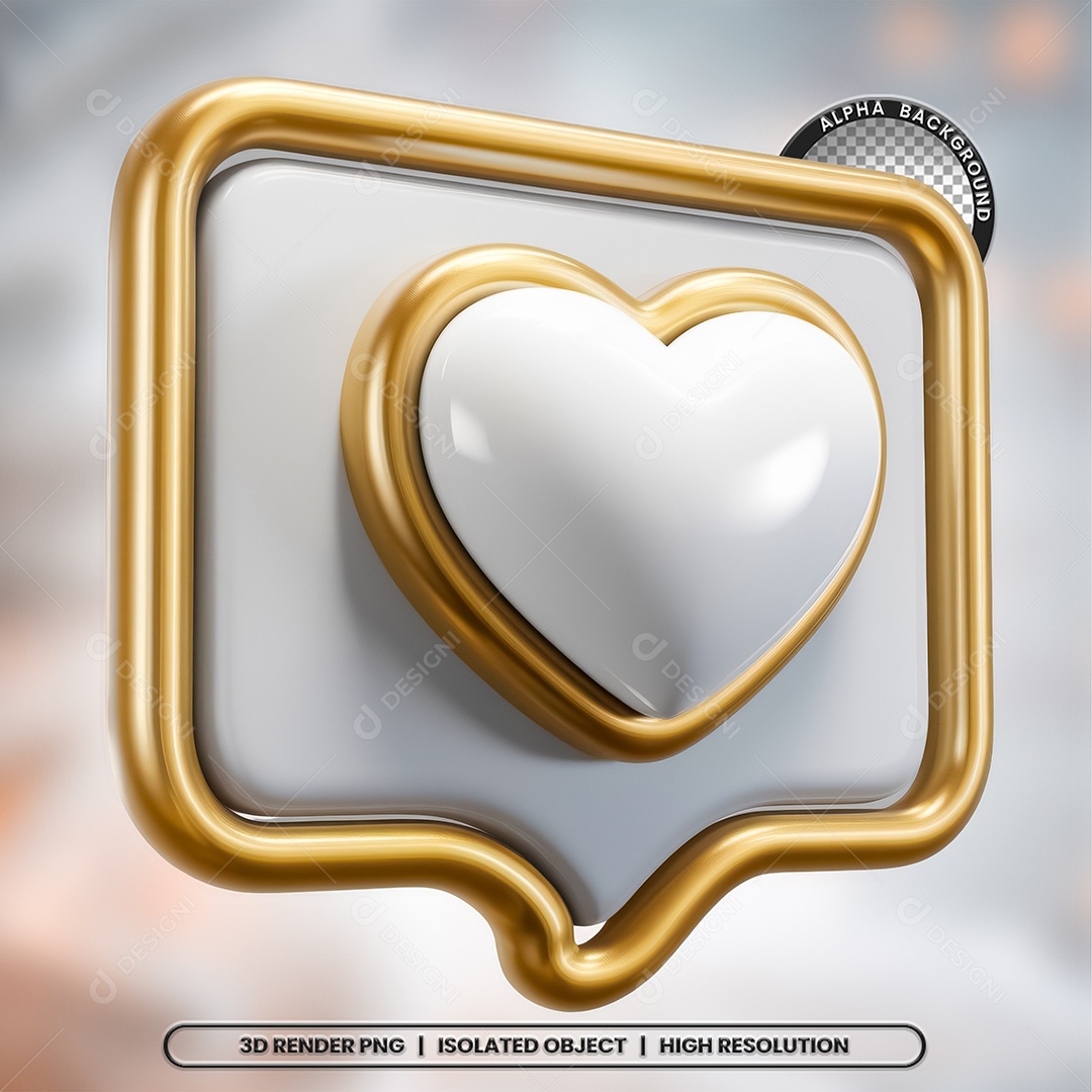 Emoji de Coração Elemento 3D para Composição PSD