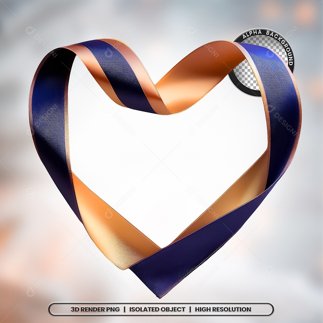 Elemento 3D Coração de Fita  para Composição PSD