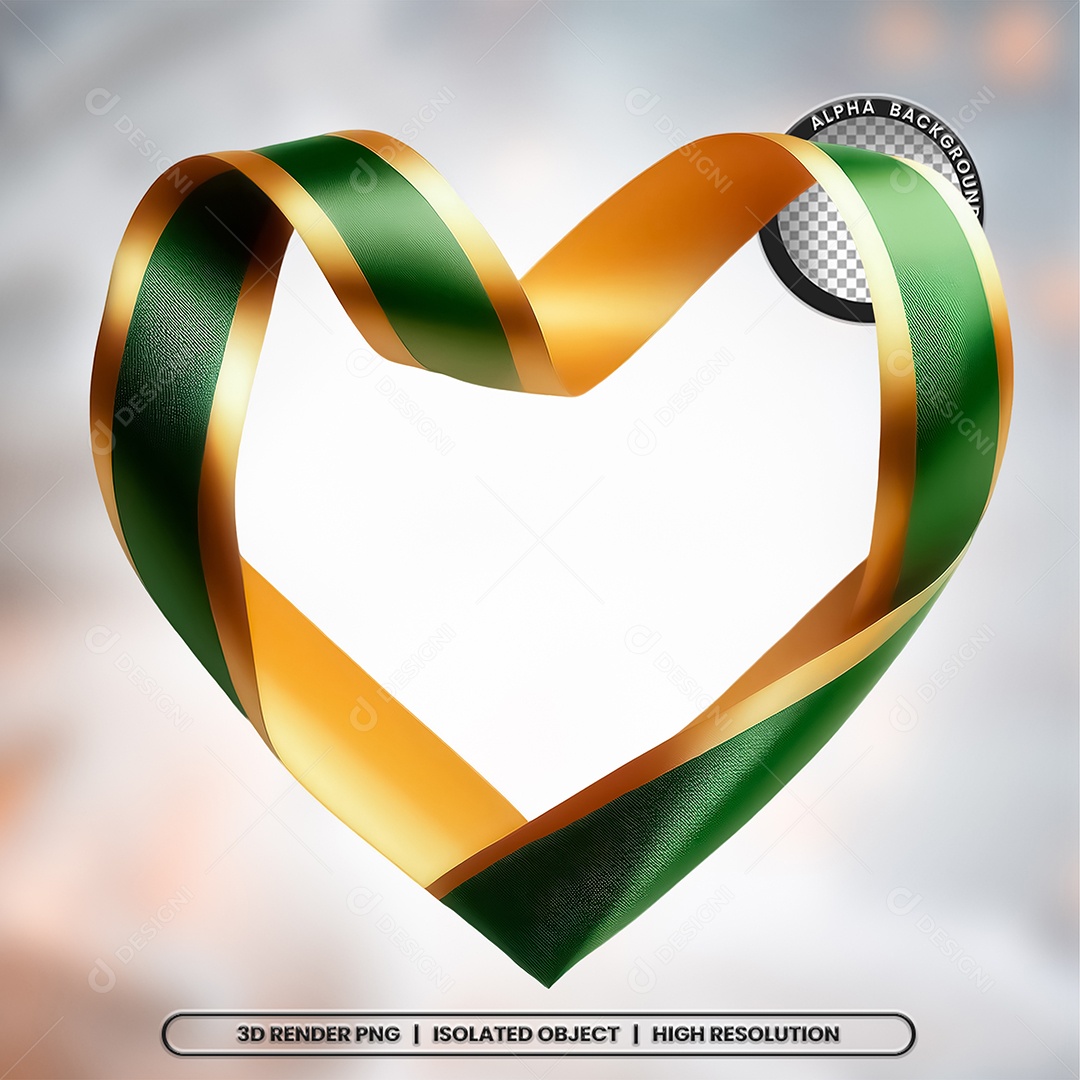 Elemento 3D Coração de Fita para Composição PSD