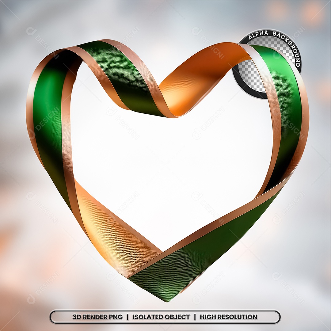 Elemento 3D Coração de Fita para Composição PSD