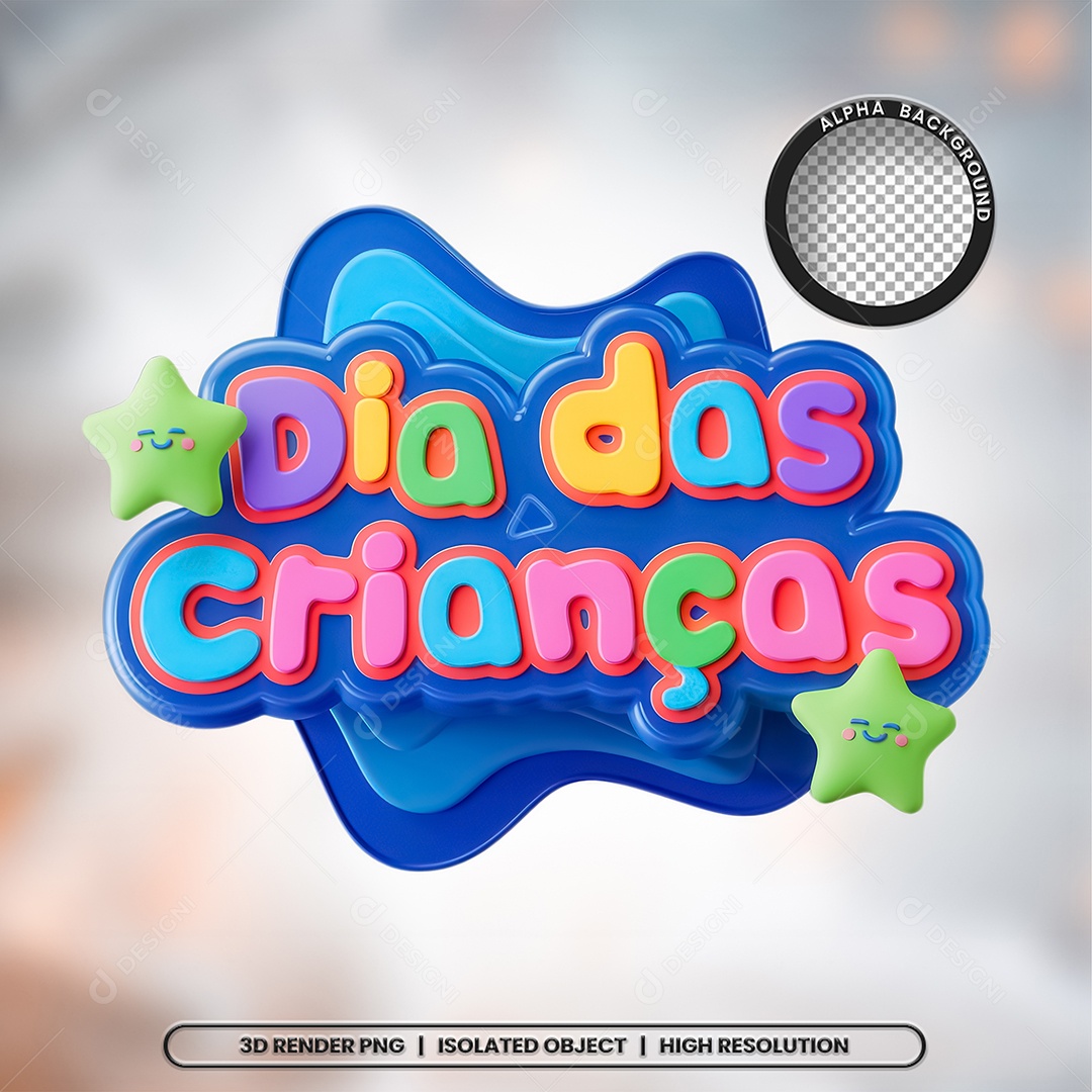 Selo 3D Dia das Crianças para Composição PSD