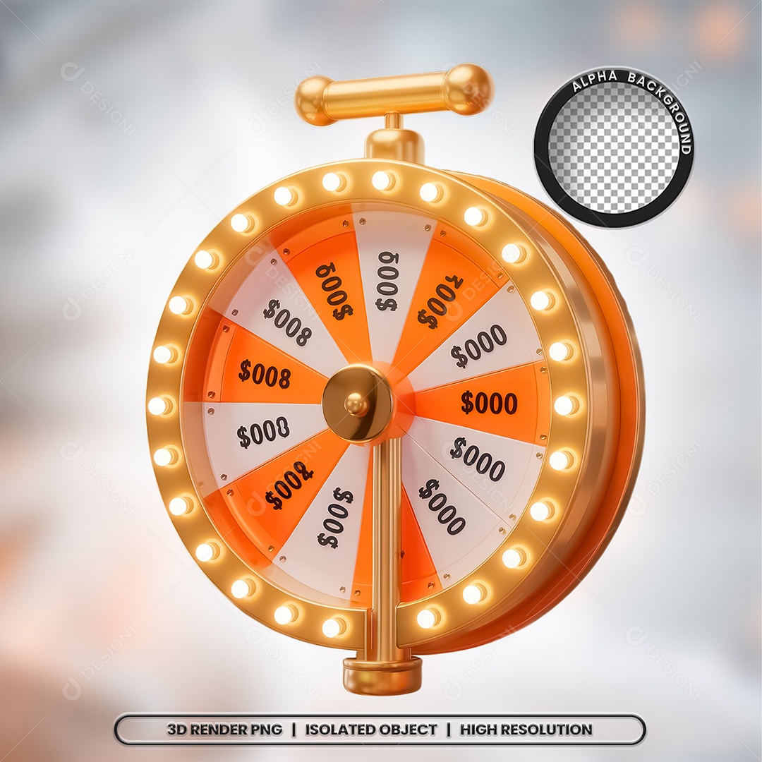 Roleta de Prêmios Elemento 3D para Composição PSD