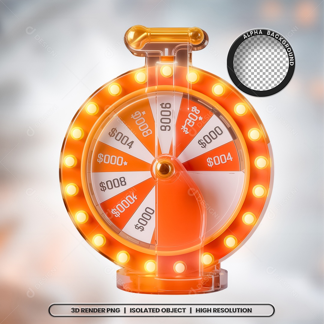 Roleta de Prêmios Elemento 3D para Composição PSD