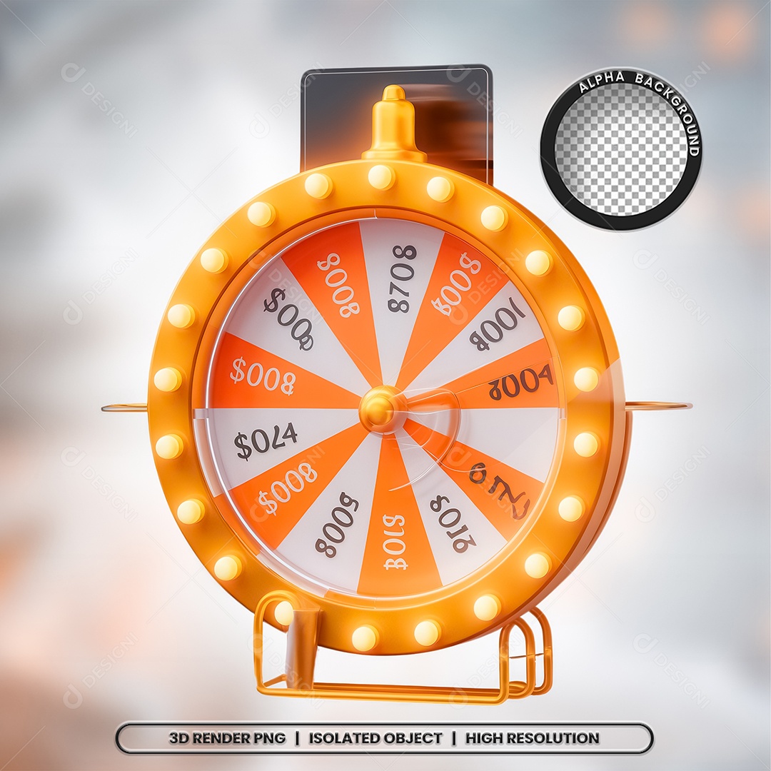 Roleta de Prêmios Elemento 3D para Composição PSD