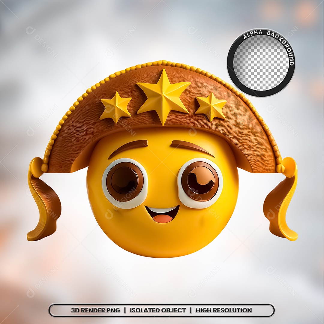 Elemento 3D Emoji Forró para Composição PSD