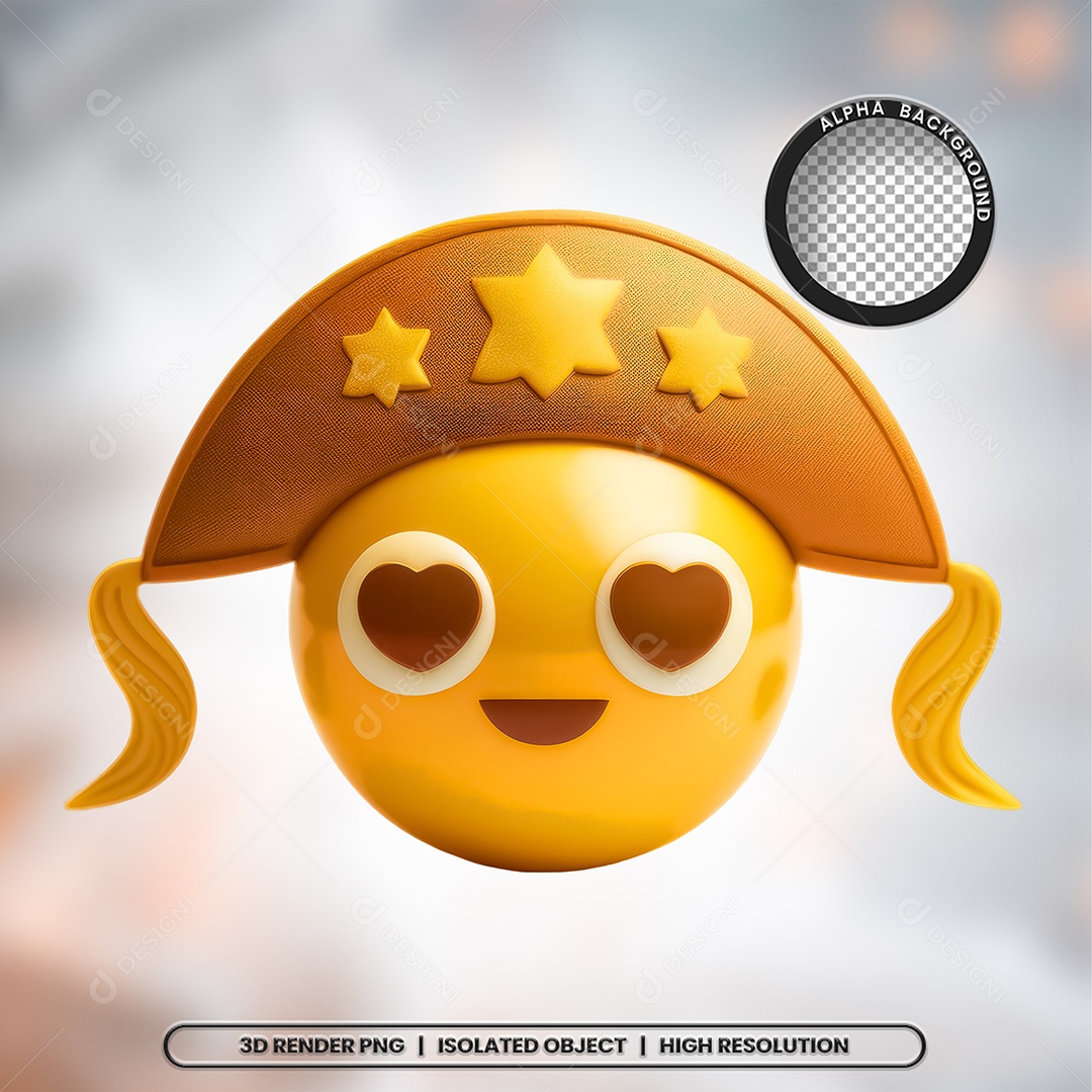 Elemento 3D Emoji Forró para Composição PSD