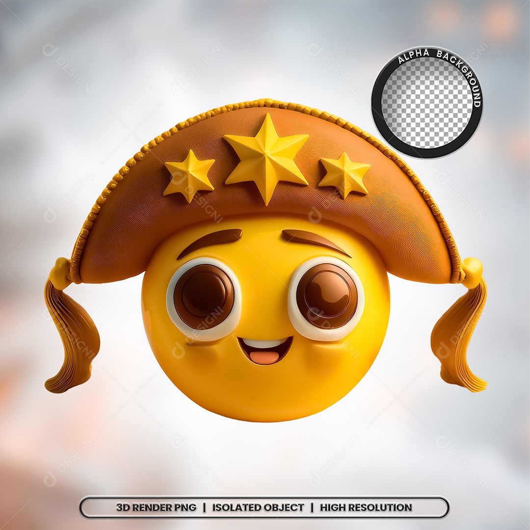 Elemento 3D Emoji Forró para Composição PSD