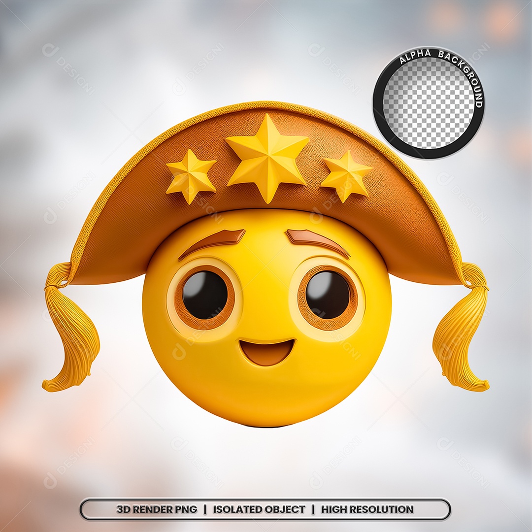 Elemento 3D Emoji Forró para Composição PSD