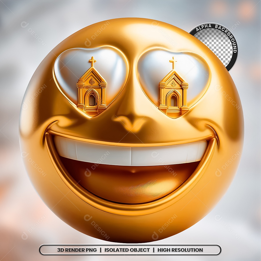 Elemento 3D Emoji Sorrindo para Composição PSD