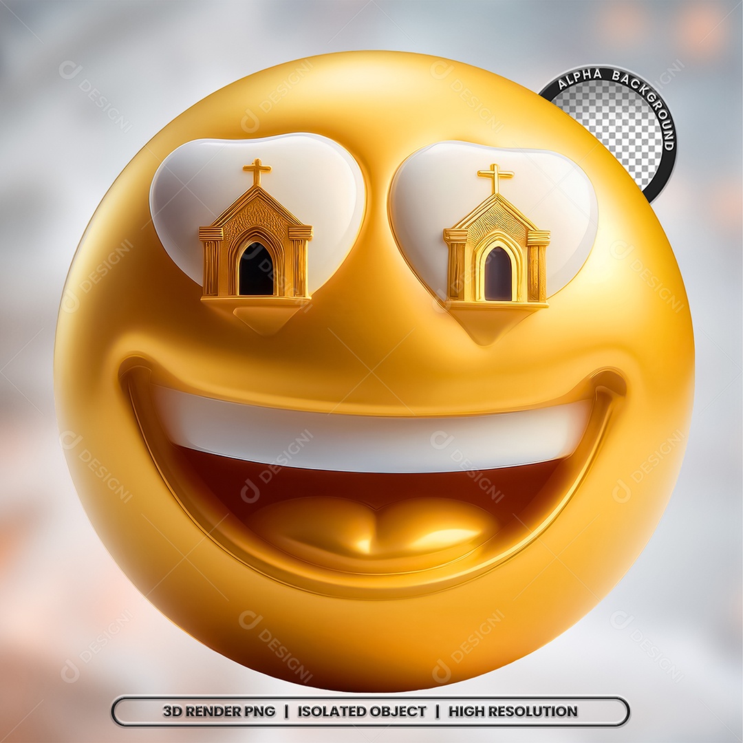 Elemento 3D Emoji Sorrindo para Composição PSD