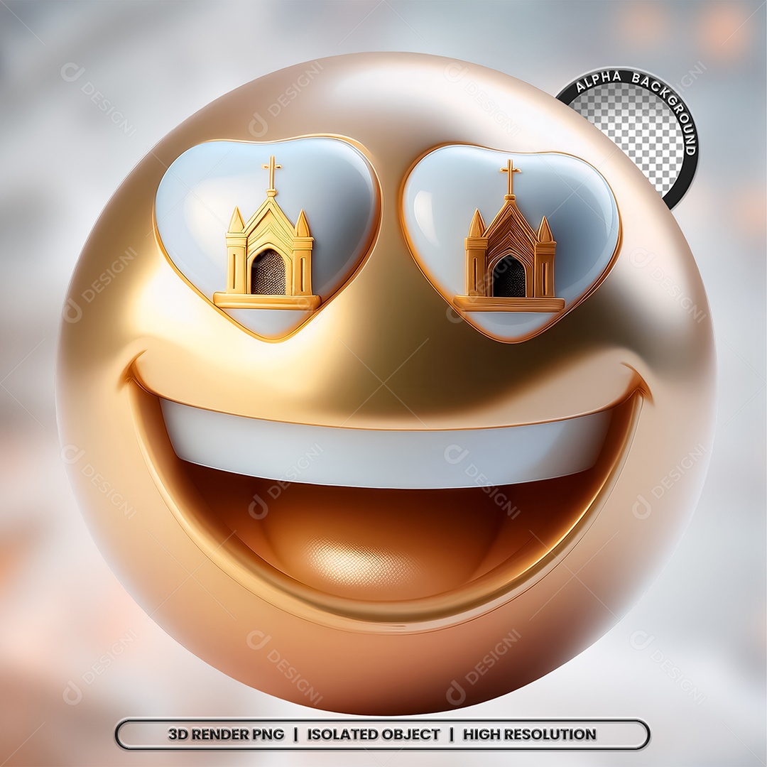 Elemento 3D Emoji Sorrindo para Composição PSD