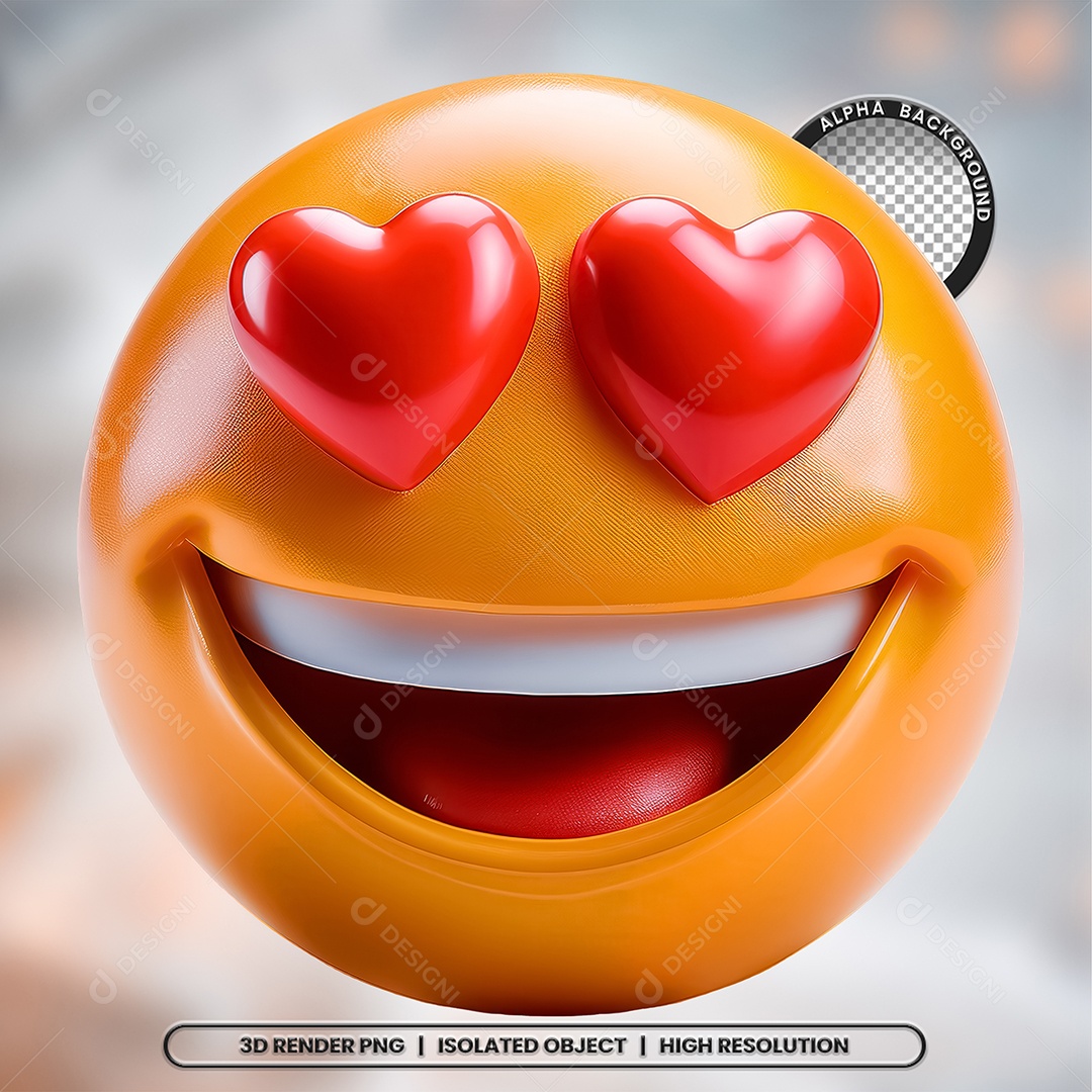 Elemento 3D Emoji Sorrindo para Composição PSD