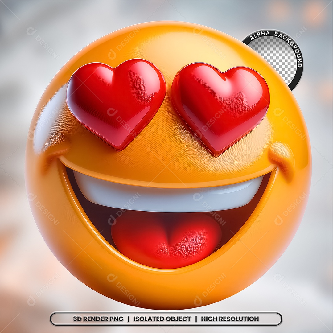 Elemento 3D Emoji Apaixonado para Composição PSD