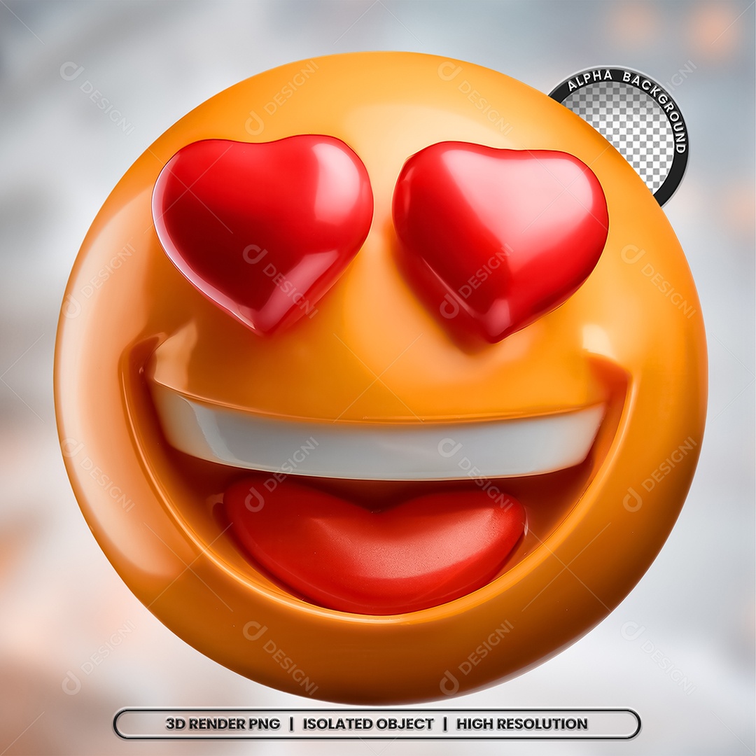 Elemento 3D Emoji Apaixonado para Composição PSD