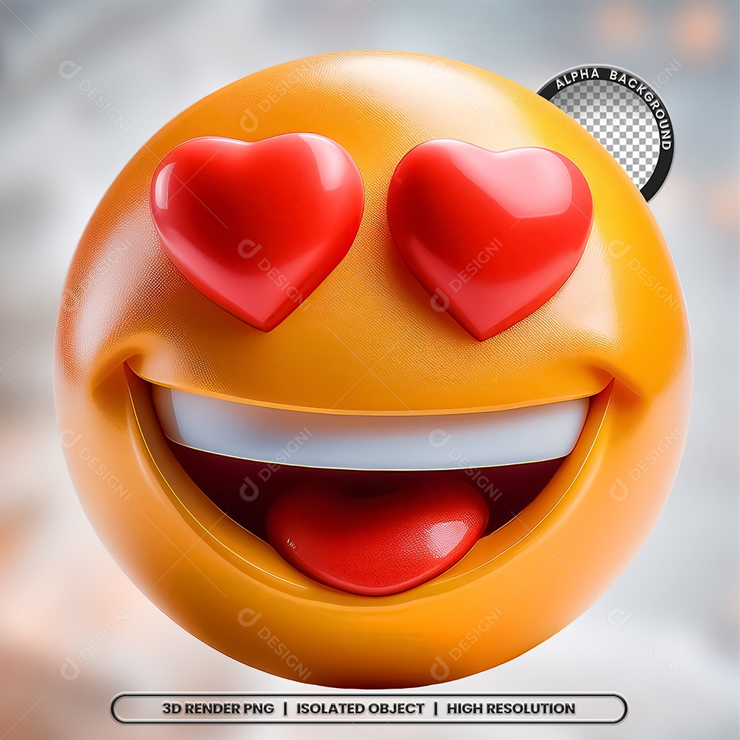 Elemento 3D Emoji Apaixonado para Composição PSD