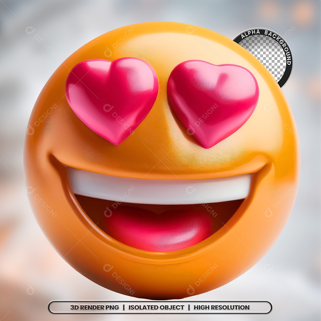 Elemento 3D Emoji Apaixonado para Composição PSD
