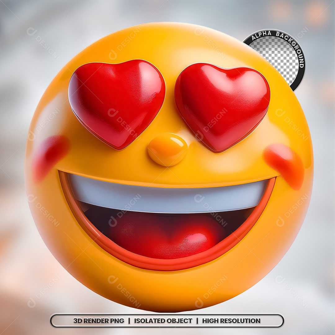 Elemento 3D Emoji Apaixonado para Composição PSD