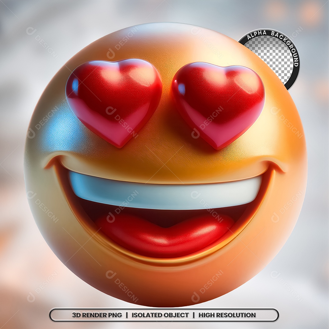 Elemento 3D Emoji Apaixonado para Composição PSD