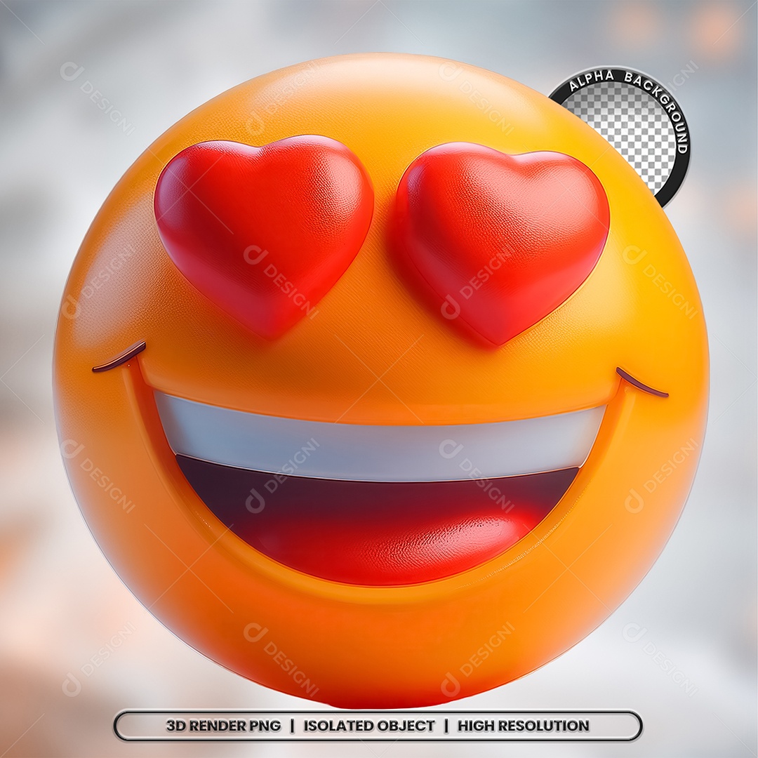 Elemento 3D Emoji Apaixonado para Composição PSD