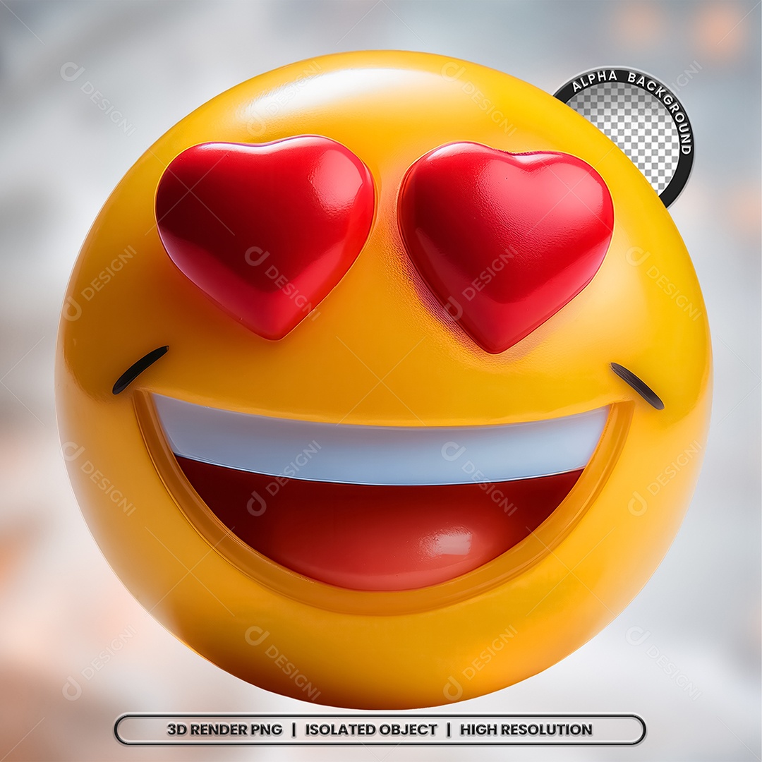 Elemento 3D Emoji Apaixonado para Composição PSD