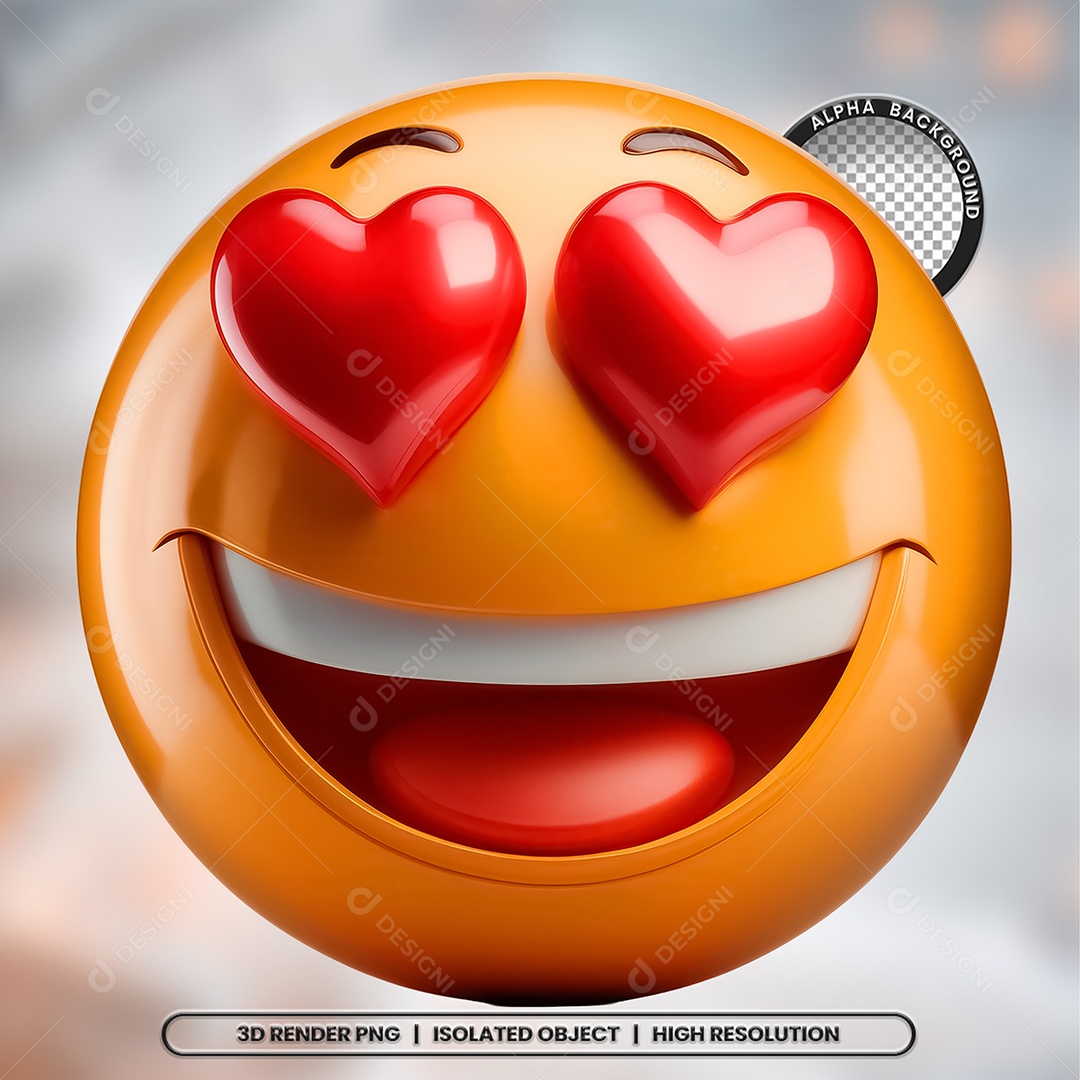 Elemento 3D Emoji Apaixonado para Composição PSD