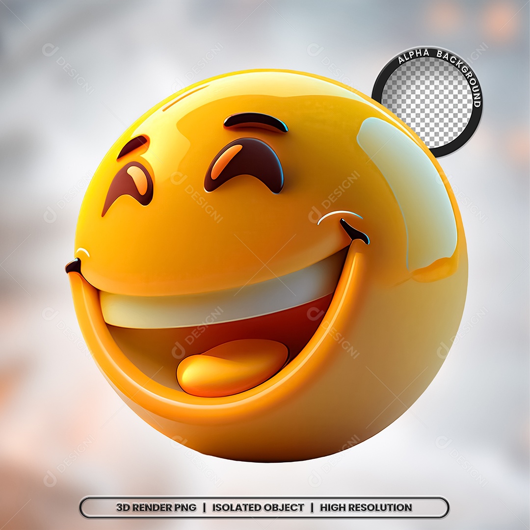 Elemento 3D Emoji Sorrindo para Composição PSD