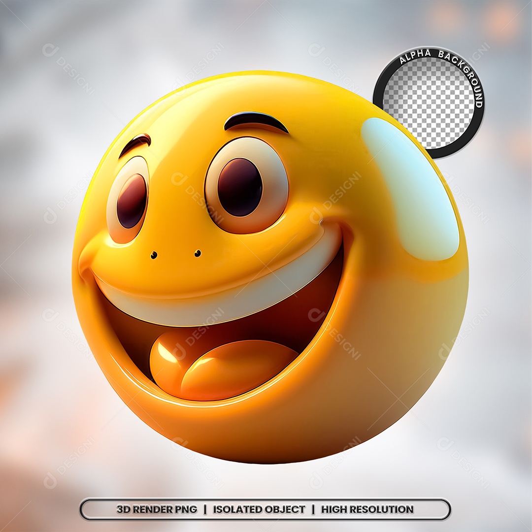 Elemento 3D Emoji Sorrindo para Composição PSD