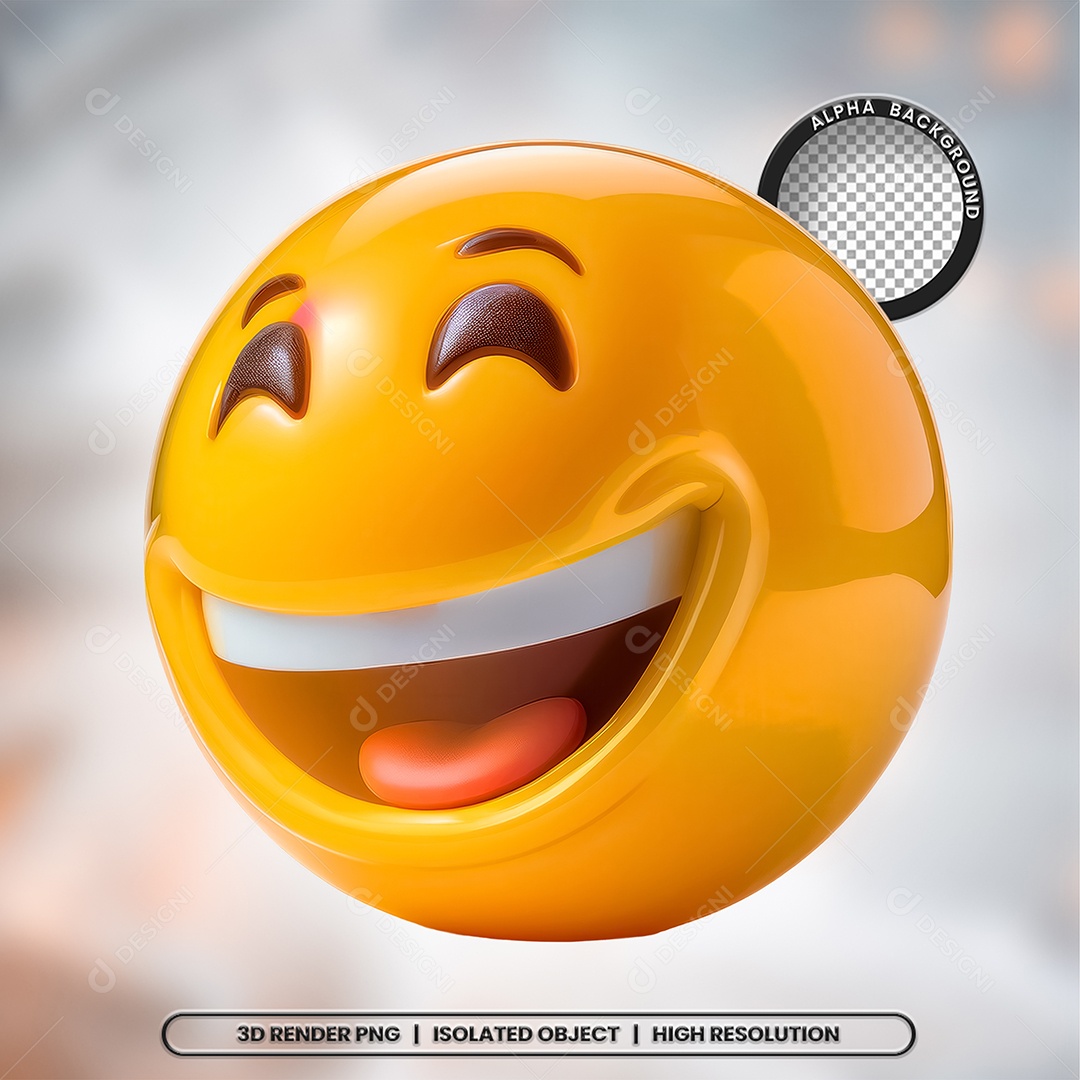 Elemento 3D Emoji Sorrindo para Composição PSD