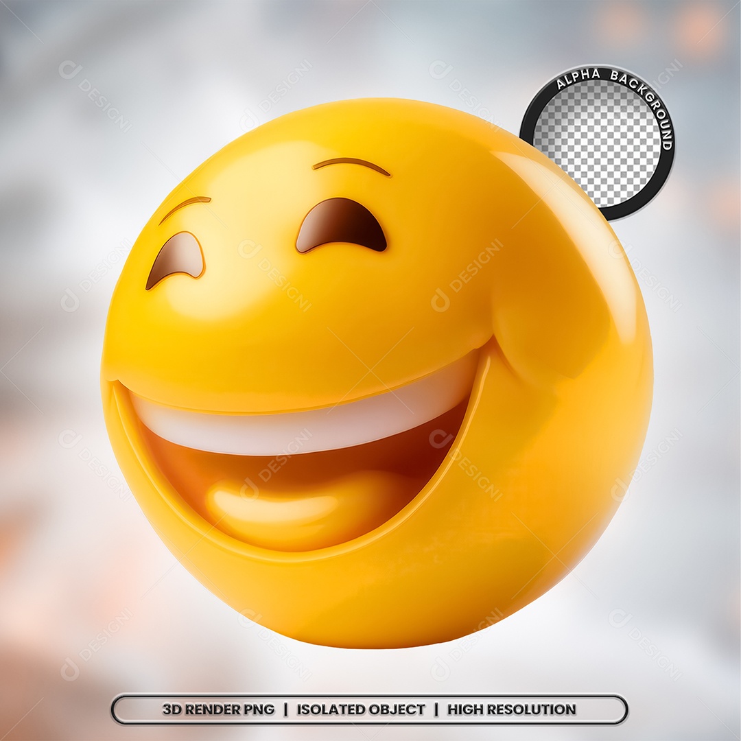 Elemento 3D Emoji Sorrindo para Composição PSD