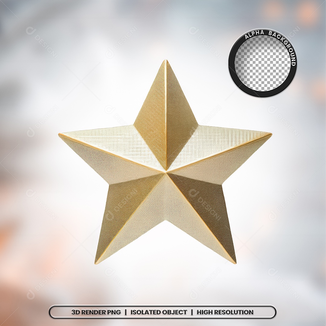 Elemento 3D Estrelas Dourada de Natal para Composição PSD