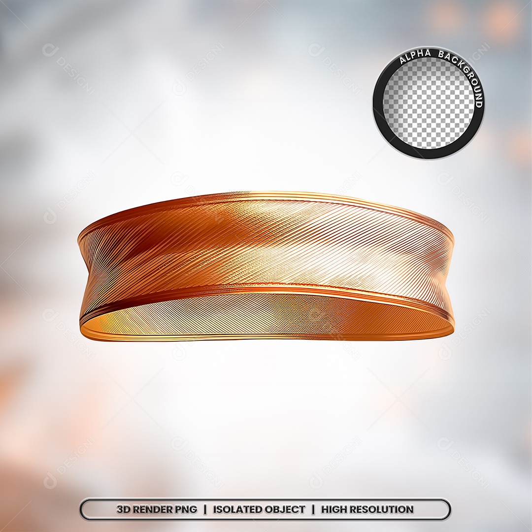 Elemento 3D Faixa Dourada para Composição PSD