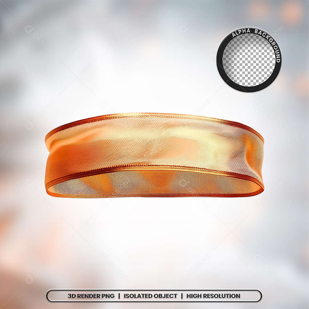 Elemento 3D Faixa Dourada para Composição PSD